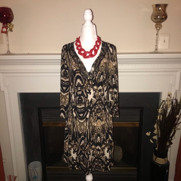 Worthington Stretch Tribal Print Dress - Picture 1 of 5
